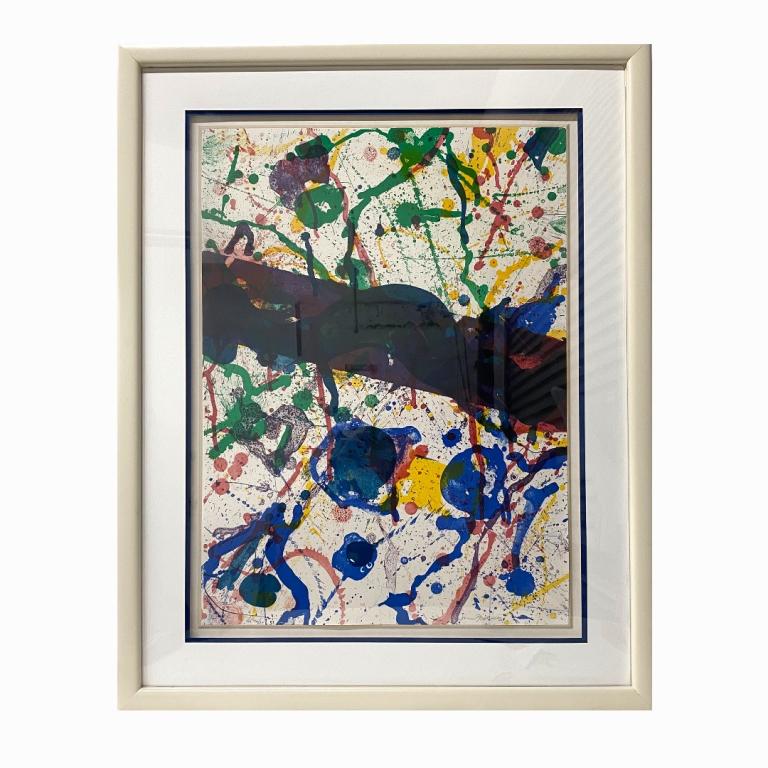 Sam Francis Lithograph: Sam Francis modern lithograph Measures 40 Inches High X 32 Inches Wide Framed, 29 1/2 Inches High X 22 Inches Wide Artwork