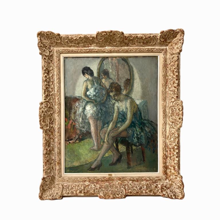 Jean Louis Marcel Cosson (French, 1887-1956): Jean Louis Marcel Cosson (French, 1887-1956) oil on canvas. Signed lower left. Ballerinas Gallery Labels. Presented in a later period appropriate frame. Measures 24 inches high x 20 inches wide + 4 in