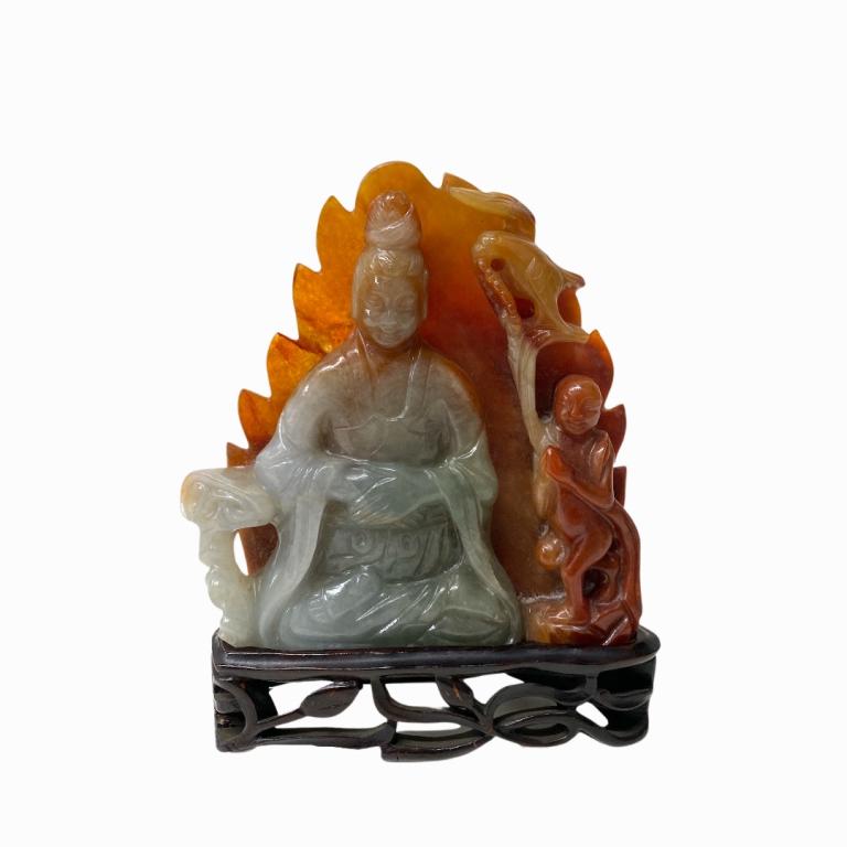 Chinese Hand Carved Jade Buddha (1 of 3)