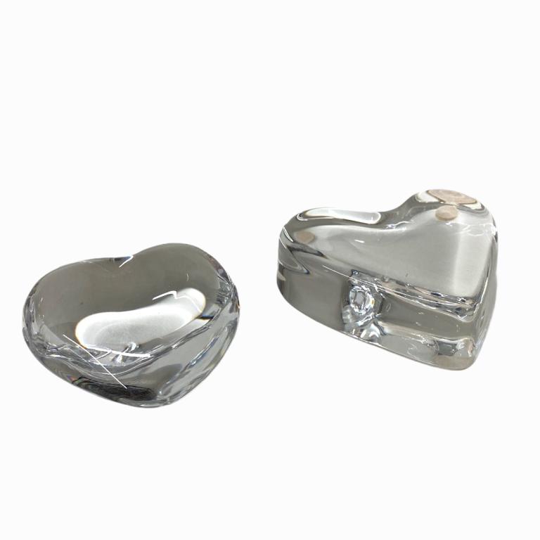 (2) Baccarat Crystal Heart Paperweights (1 of 4)