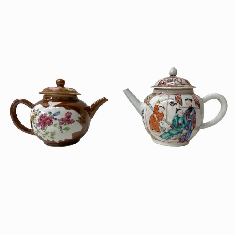 (2) Chinese Export Mandarin Porcelain Tea Pots (1 of 5)