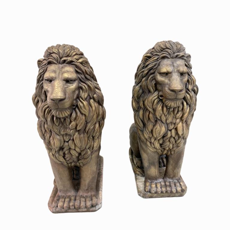 Pair of Monumental Stone Lion Statues (1 of 4)