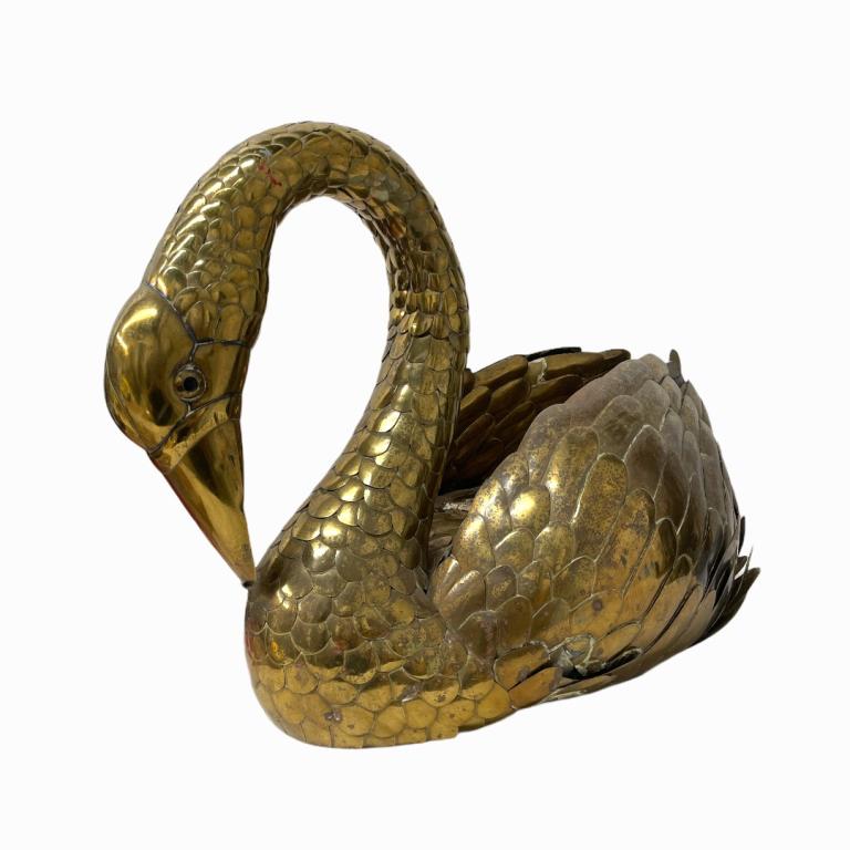 Large Brass Decorative Swan Sculpture (1 of 3)