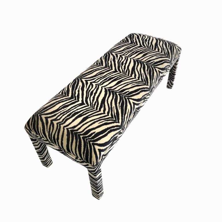 Retro Zebra Print Bench on Wheels (1 of 3)