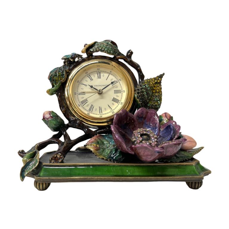 Jay Strongwater Enameled Desk Clock. Designed with (1 of 5)