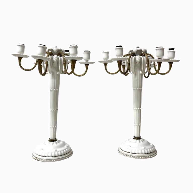 (2) Decorative Victorian Style Porcelain Candelabras. (1 of 4)
