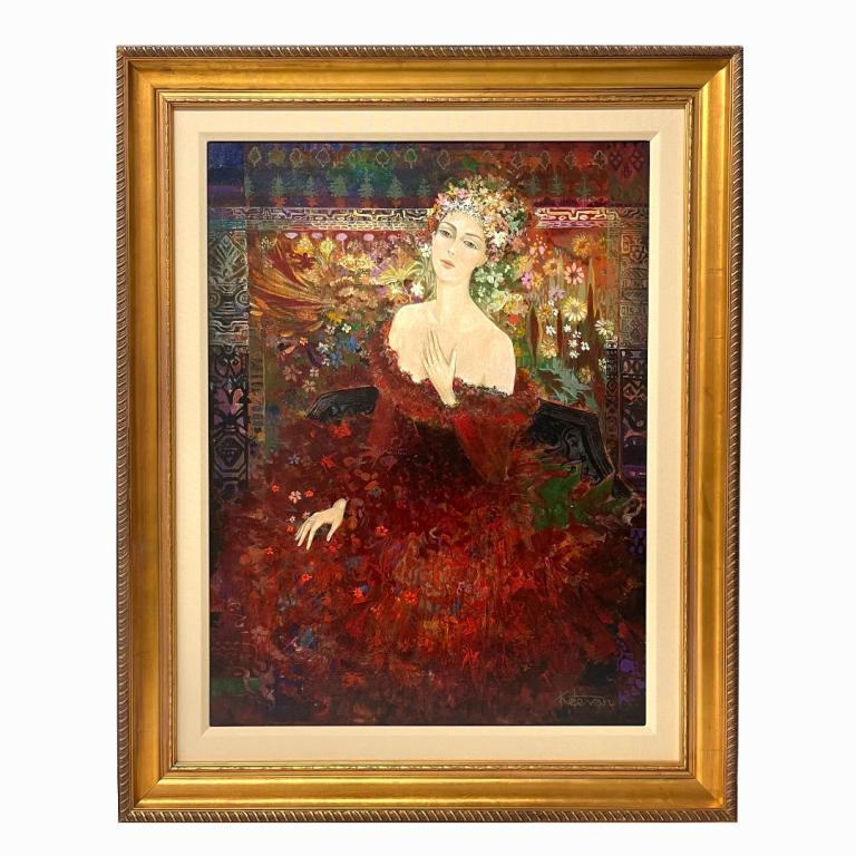 Ketevan "Love in Red". Signed. Oil on Canvas. Measures (1 of 4)