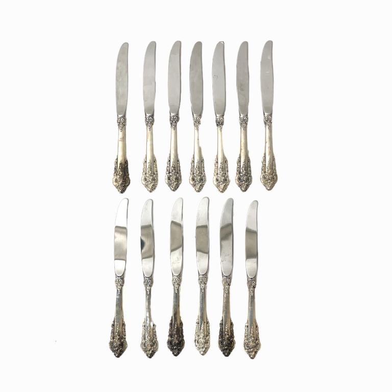 13 Sterling Silver Grande Baroque Dinner Knives. By (1 of 3)