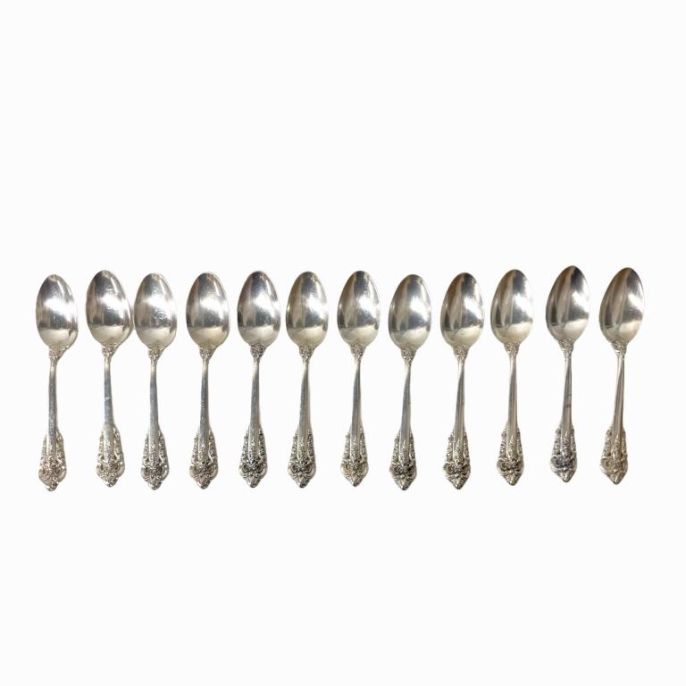 12 Sterling Silver Grande Baroque Dinner Spoons. By (1 of 4)
