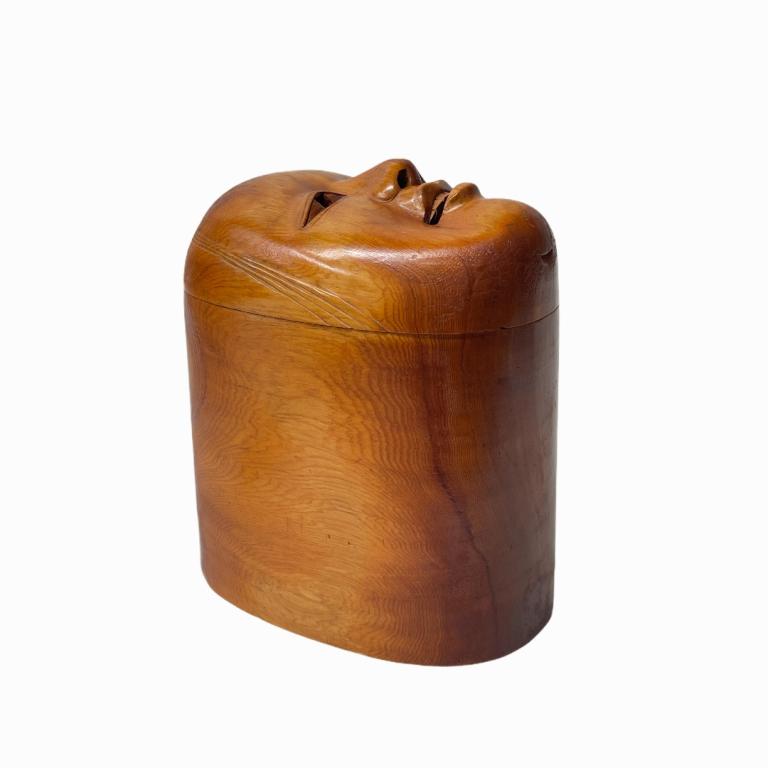 Vintage Carved Wood Face Box. Measures 7.5 inches high (1 of 3)
