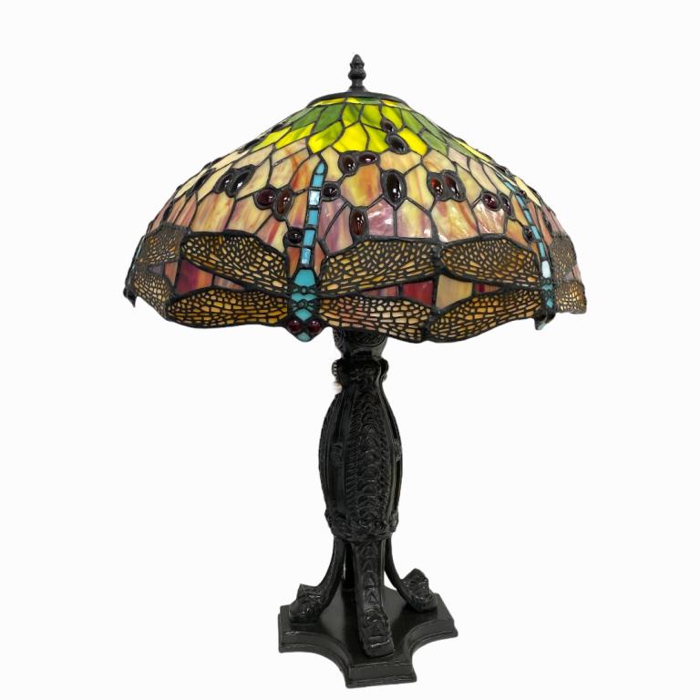 Tiffany Style Art Glass Lamp. Measures 22 inches high x (1 of 4)