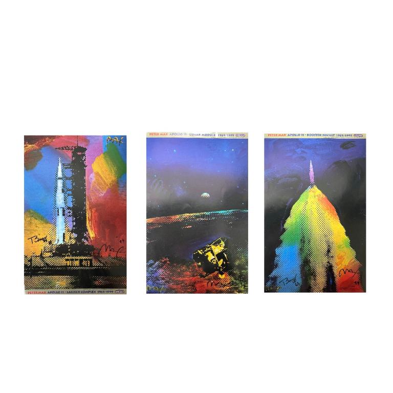 3 Peter Max Apollo 11 Launch Complex Signed Prints. (1 of 4)