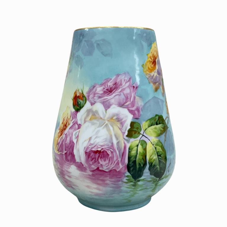 Limoges Hand Painted Duval Porcelain Vase. Measures (1 of 4)