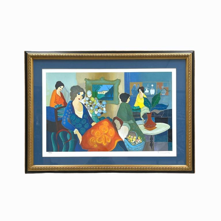 Itzchak Tarkay "Cafe Scene". Measures 24 inches high x (1 of 5)