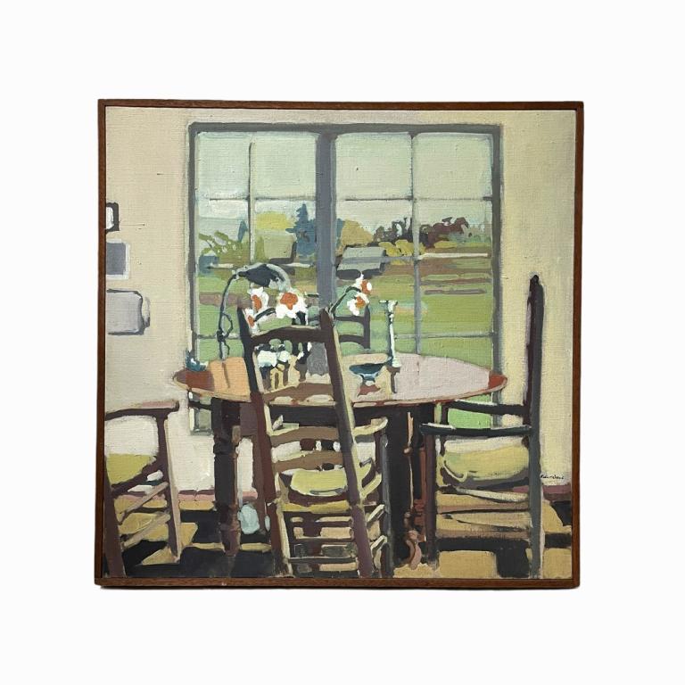 Robert Dash (American, 1931-2013): Robert Dash (American, 1931-2013) Oil on Canvas. "Divine Spring". Signed and dated by the artist. Measures 24 inches high x 24 inches wide.