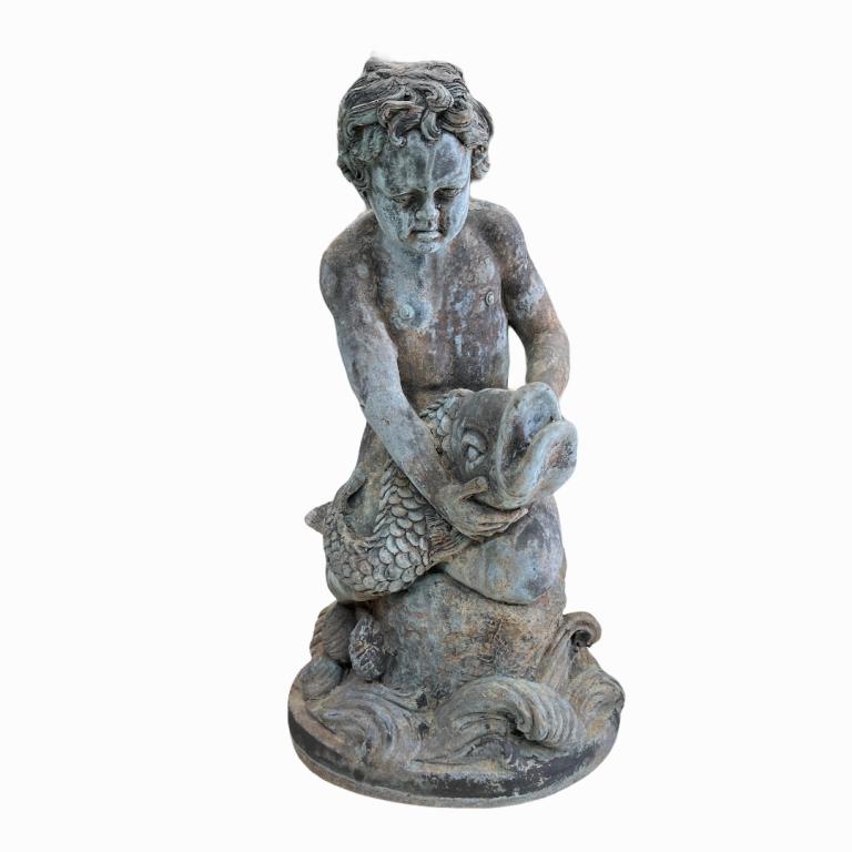 Boy and Fish Copper Fountain Sculpture (1 of 4)