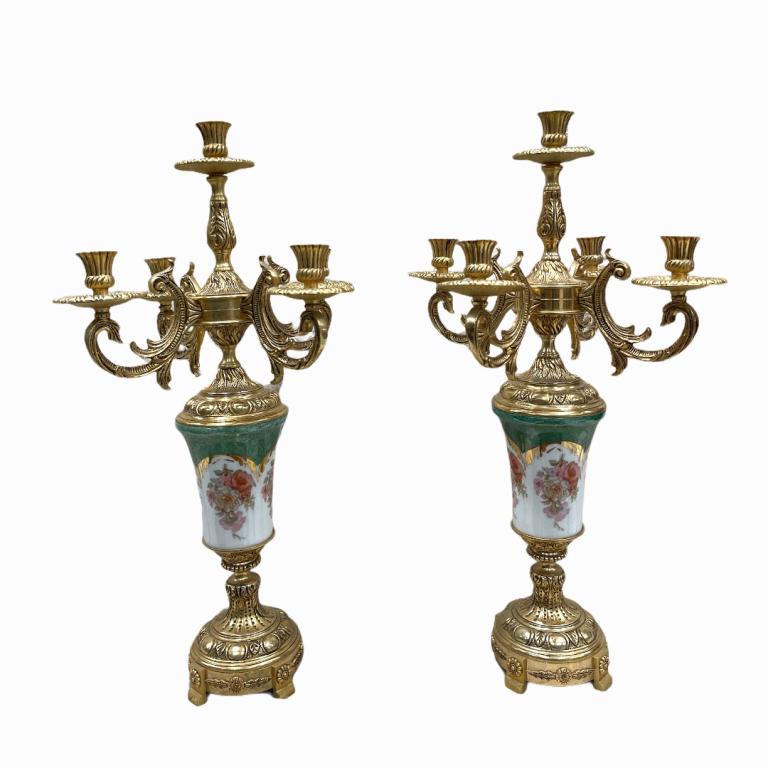 Vintage French Style Candelabras: Vintage French Style Candelabras. Measures 21 inches high x 9 inches wide.