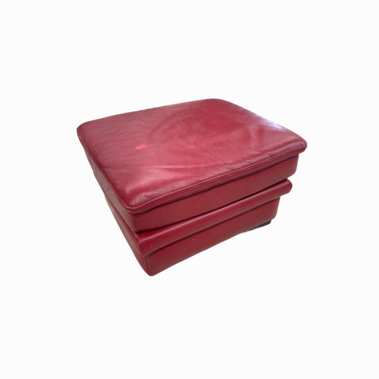 Roche Bobois Red Leather Ottoman (1 of 3)