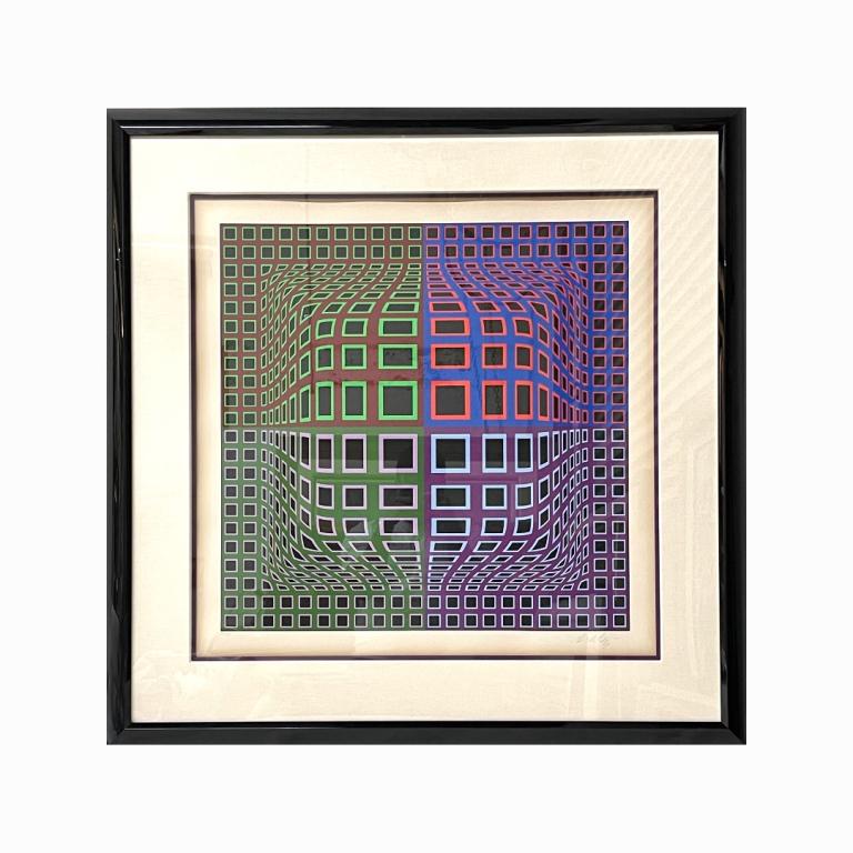 Victor Vasarely Abstract in Purple & Green (1 of 5)