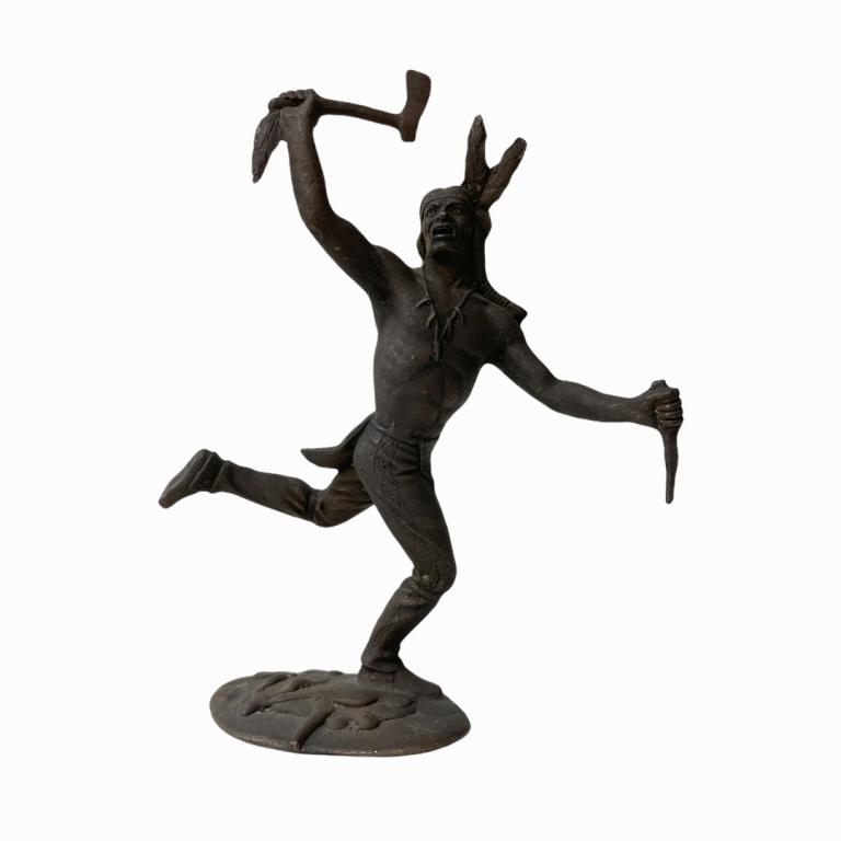 Native American With Hatchet Axe Bronze Statue (1 of 4)