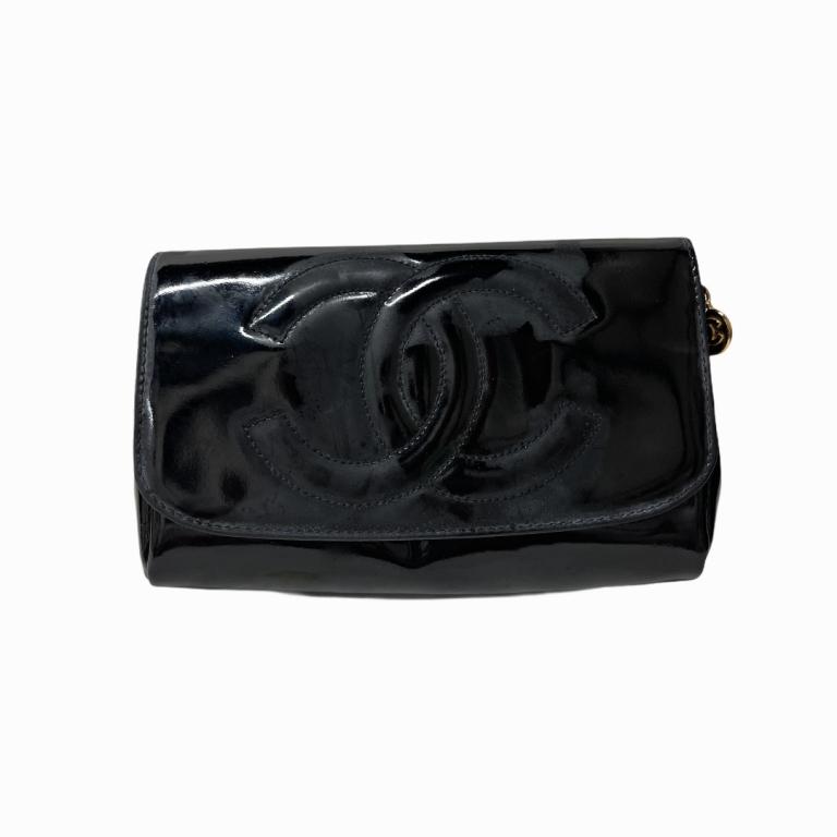 Vintage Chanel Small Black Patent Leather Clutch (1 of 7)
