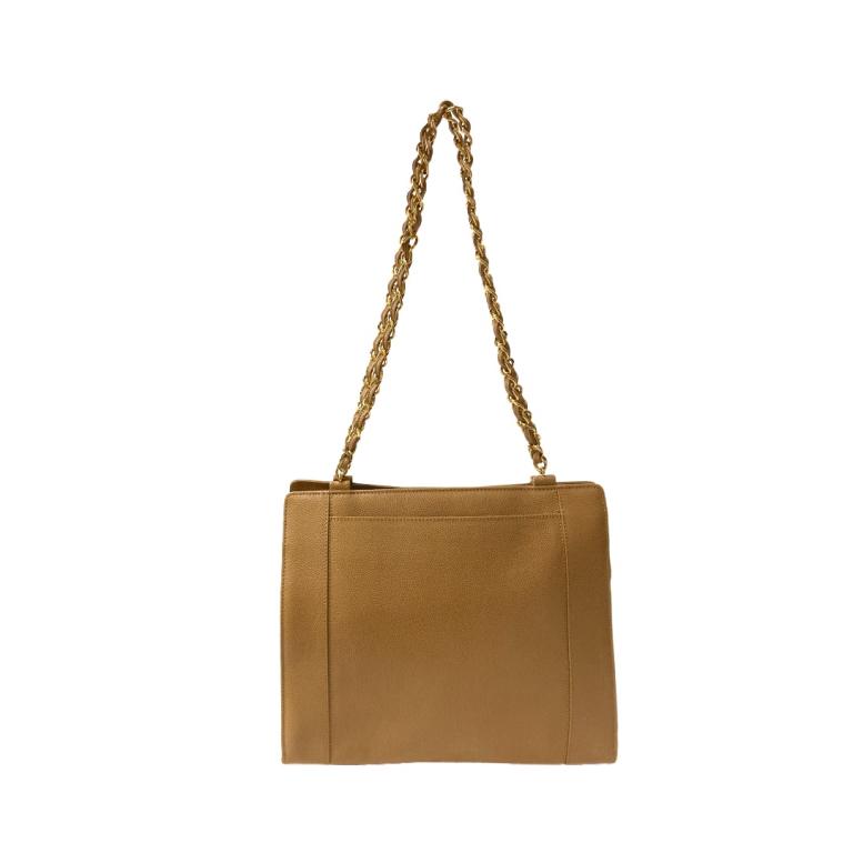 Vintage Chanel Tan Leather Shoulder Bag (1 of 6)