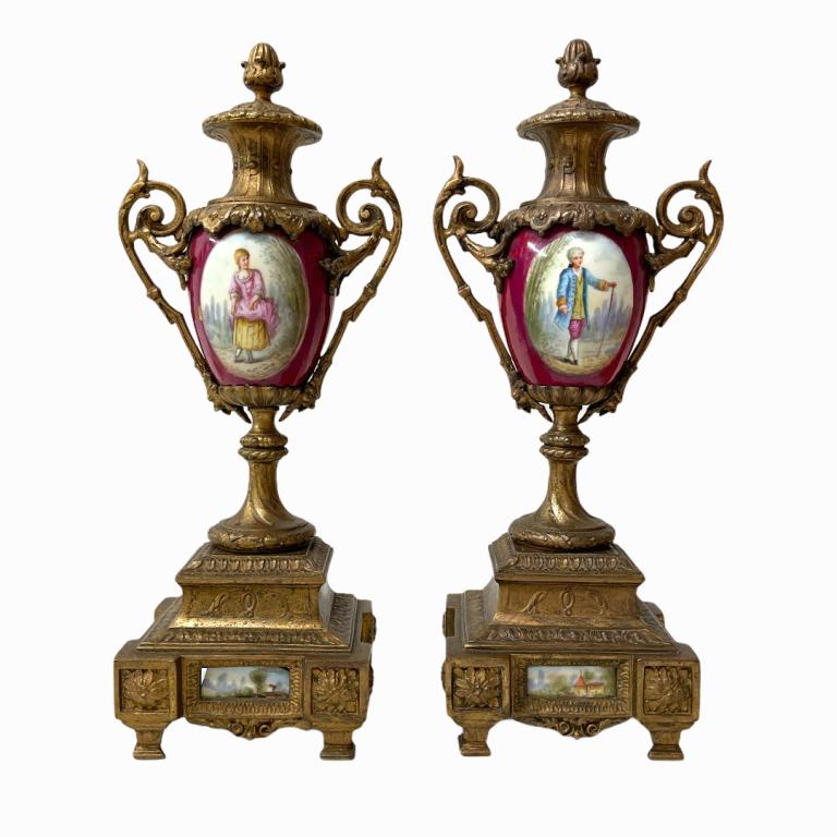 Pair of French Style Bronze Urns (1 of 4)