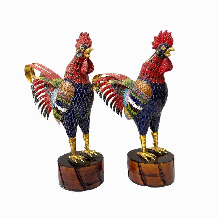 Pair of Decorative cloisonne Roosters (1 of 5)
