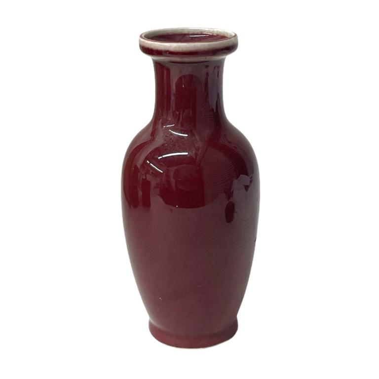 Chinese Oxblood Porcelain: Chinese Oxblood Porcelain Measures 8 Inches High x 4 Inches Diameter