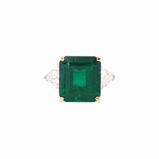 Estate 10.06ct Emerald And 2.00ct Diamond Ring: Estate 10.06ct Emerald And 2.00ct Diamond Ring. Clarity VS1-SI1. G-Color. #022942