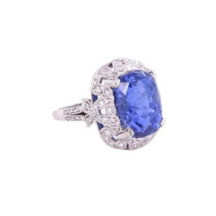 11.78ct Burma No Heat Sapphire And Diamond Ring: 11.78ct Burma No Heat Sapphire And Diamond Ring. Set In Platinum. Diamond 0.65ct. GIA #5121556958. No Heat Sapphire. 020759