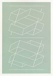 Josef Albers "White Embossing On Gray V": Josef Albers "White Embossing On Gray V" Lithograph. One Color Line-Cut. Numbered "20/125" And Dated "1971" Measures 26 1/2 Inches High x 20 1/2 Inches Wide Framed, 25 1/2 Inches High x 19 1/2 Inches