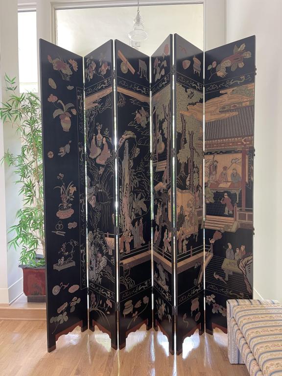 Antique Chinese 6 Panel Screen (1 of 5)
