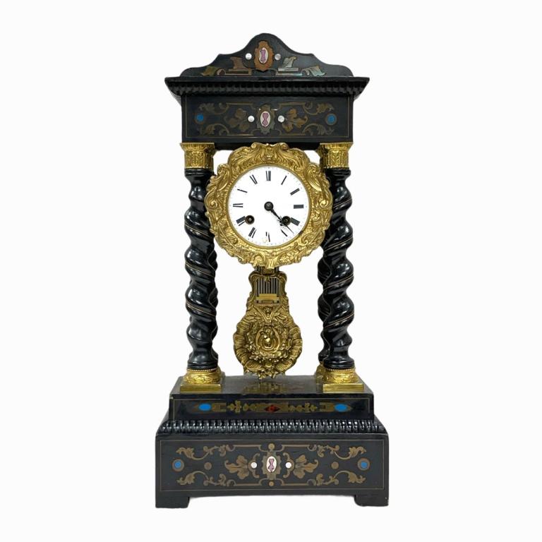 Antique French Table Clock with Pendulum (1 of 5)