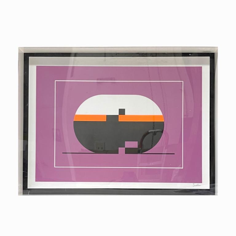 Leonard Janklow (American, 1919â€“2006): "Star Change", mixed media framed with Plexiglas, signed work. It measures 23" x 32" inches.