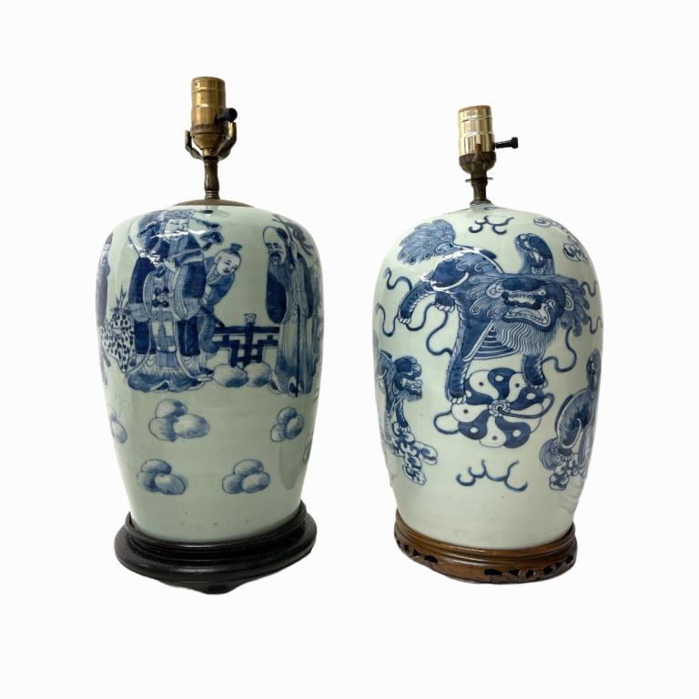 2 Antique Celadon Chinese Lamps (1 of 3)