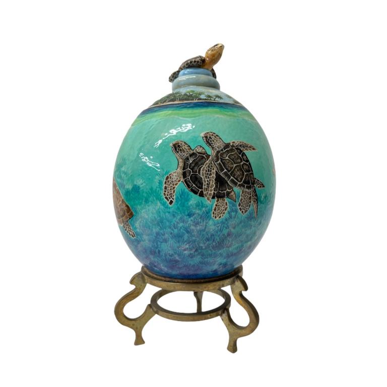 Signed Painted Ostrich Egg (1 of 4)