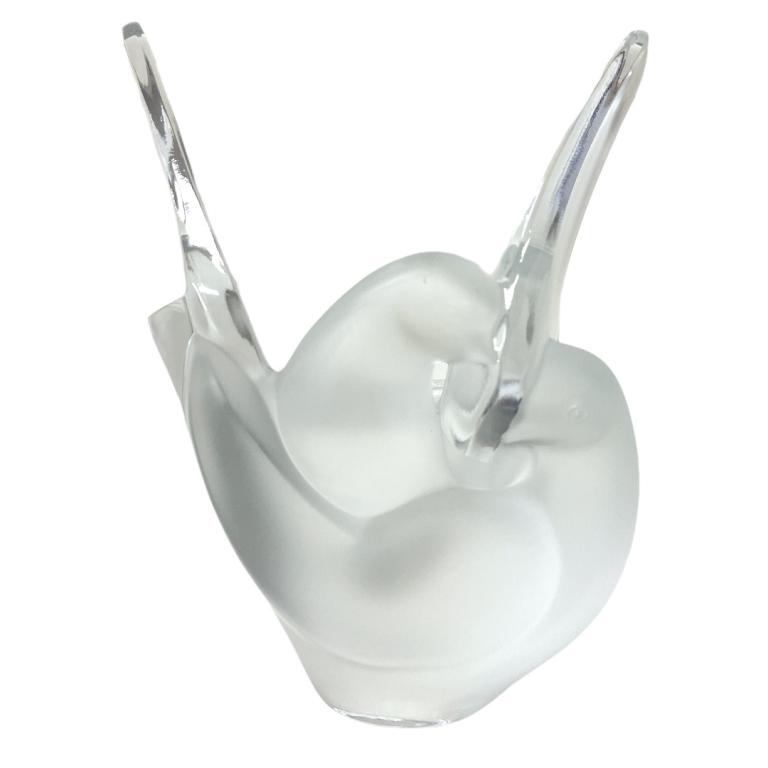 Signed Lalique Crystal Sylvie Dove Vase (1 of 3)