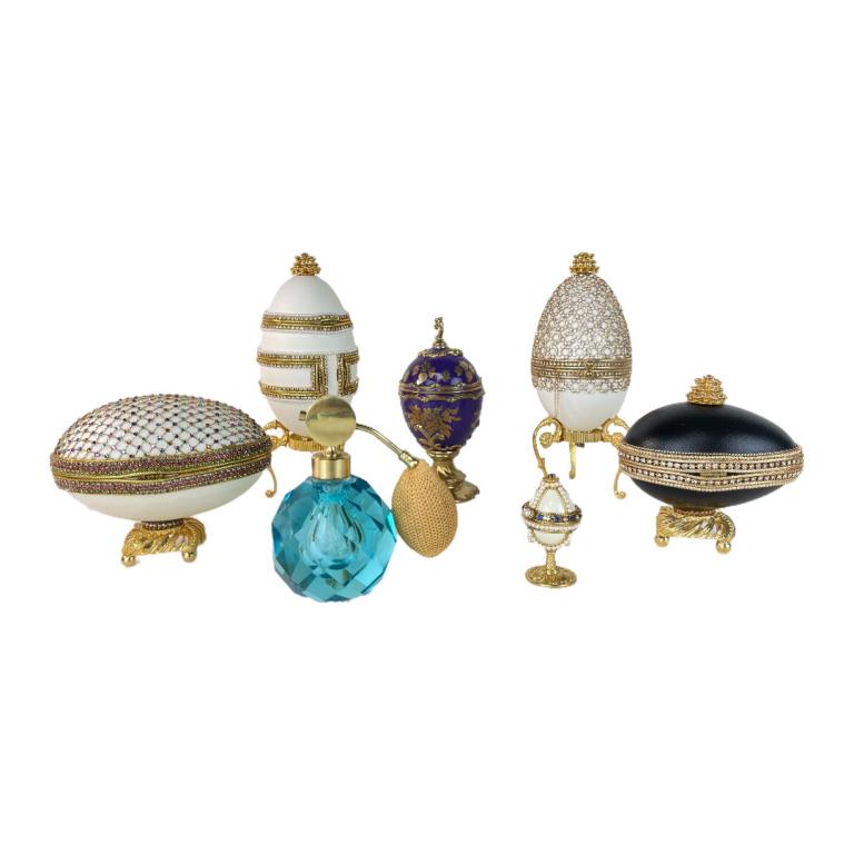 (6) Six Faberge Style Eggs One Perfume Bottle (1 of 4)