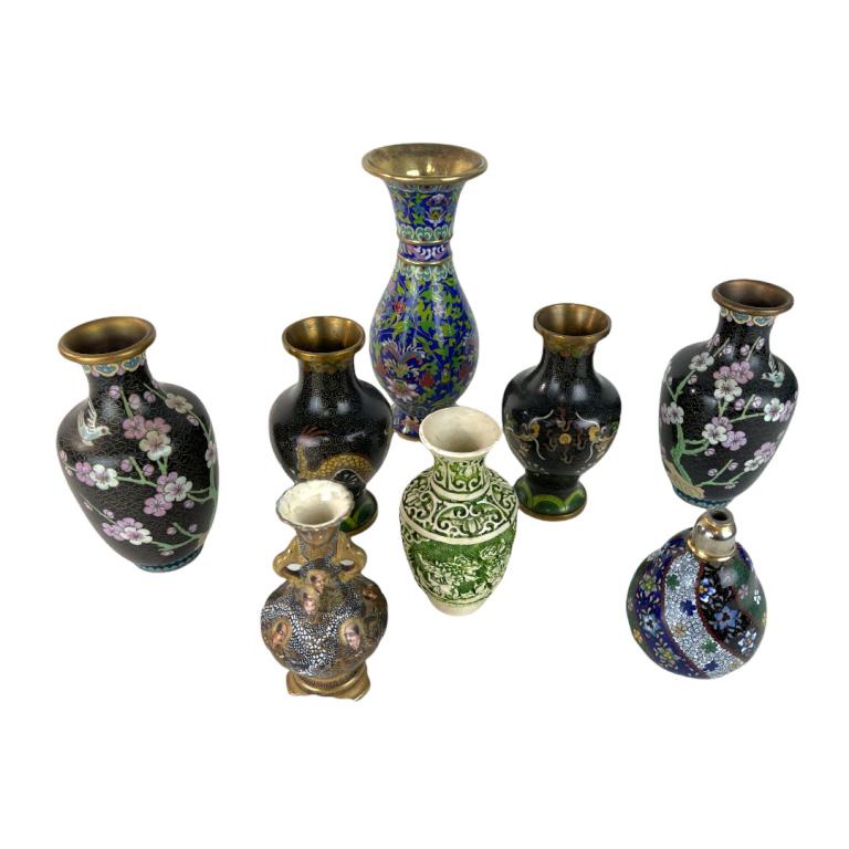 (8) Eight Cloisonne & Porcelain Vases (1 of 6)