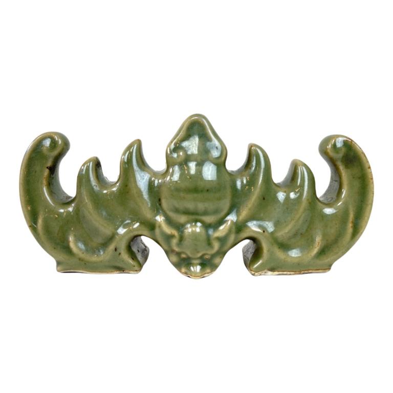 Antique Chinese Celadon Porcelain Bat Brush Rest (1 of 2)