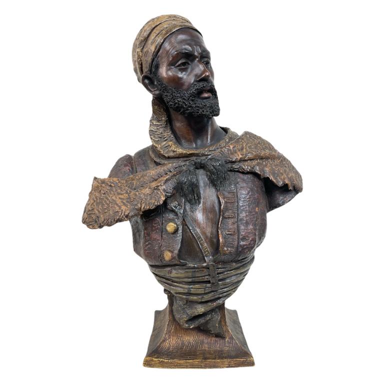Vintage Orientalist Terrcotta Pottery Bust of Man (1 of 4)
