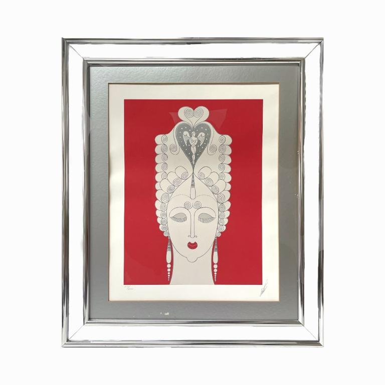 Erte Portrait Of Woman Lithograph With Red Ground (1 of 5)