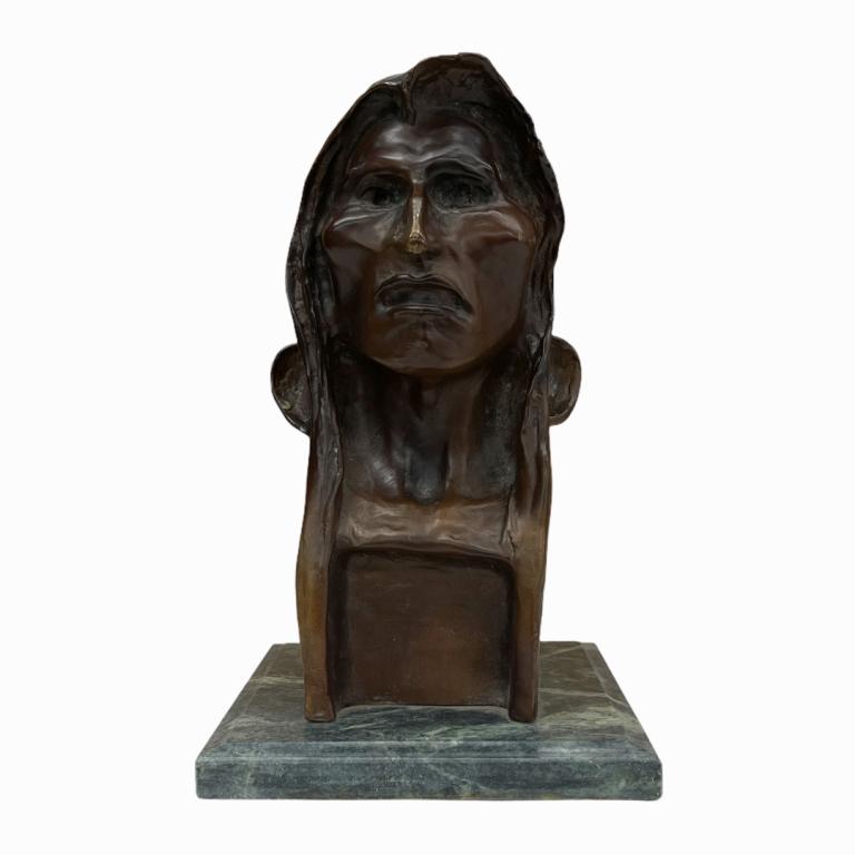 After F. Remington Bronze Bust Of Indian Chief (1 of 5)