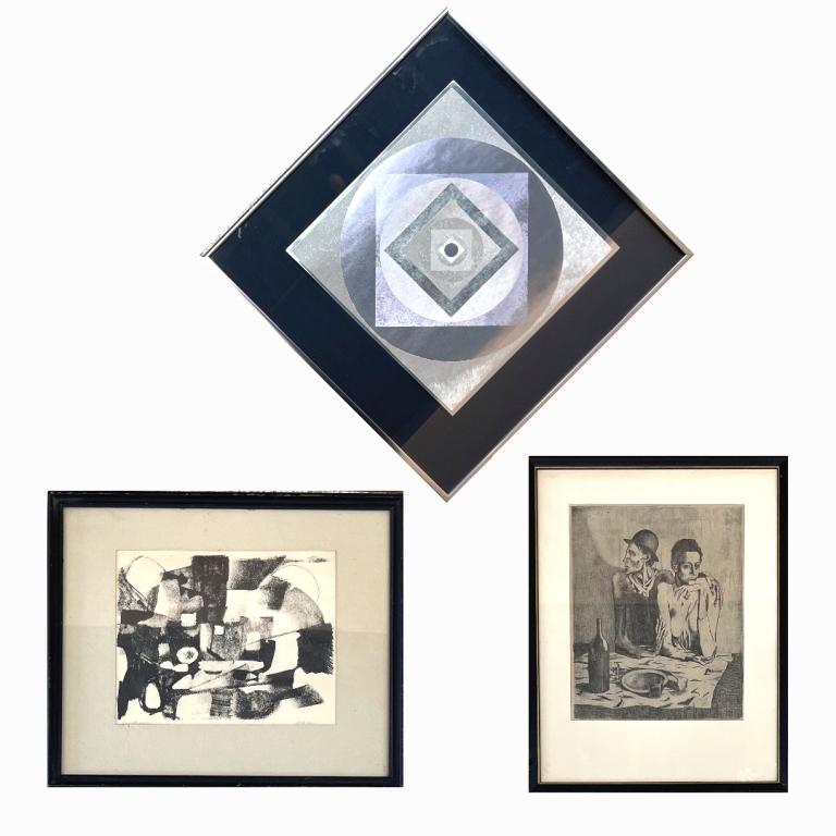 Lot of 3 Unknown Artitst Prints & Mixed Media (1 of 4)