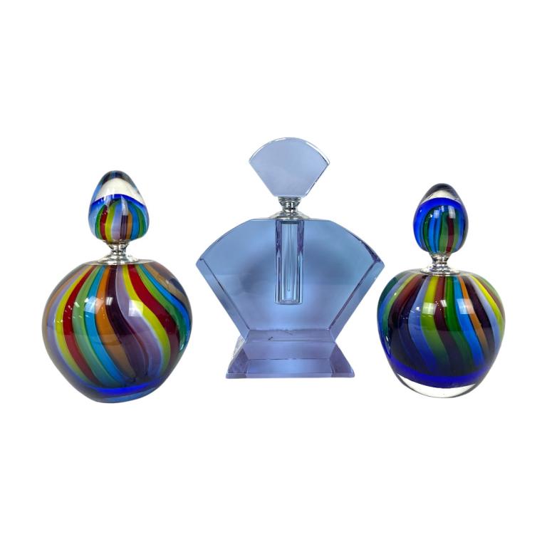 3 Pieces Heavy Art Glass Perfume Scent Bottles (1 of 4)