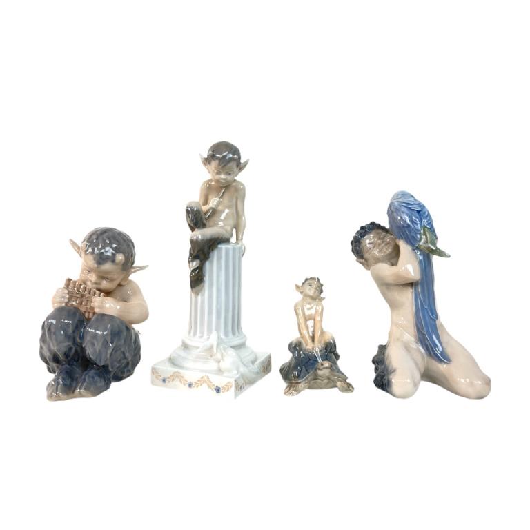 4 Bing & Grondahl Danish Porcelain Faun Sculptures (1 of 4)