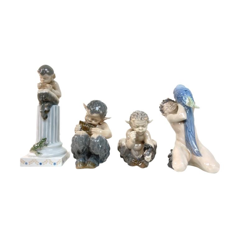 4 Bing & Grondahl Danish Porcelain Faun Sculptures (1 of 4)