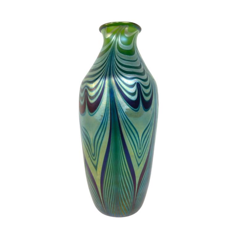 1978 Orient & Flume Art Glass Pulled Feather Vase (1 of 3)