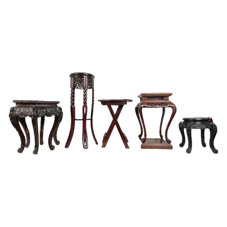5 Chinese Carved Wooden Display Stand Pedestals (1 of 4)